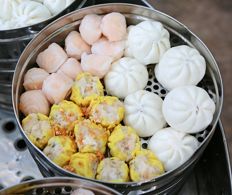 点心,蒸锅,饺子,多样,金刚,馄饨,上海,虾,开胃品,夏天