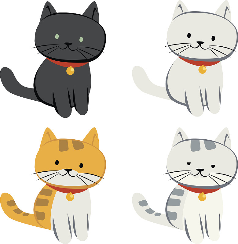 猫,波斯猫,雪橇铃,小猫,狗链,斑纹猫,纯种猫,垂直画幅,绘画插图,性格