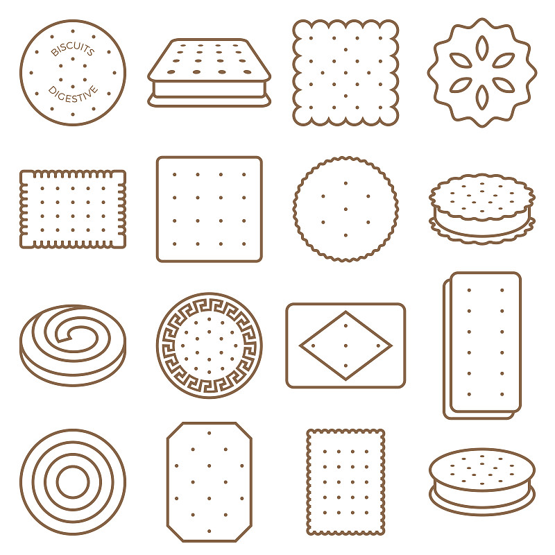 饼干,夹心饼干,脆饼干,巧克力脆饼,轮廓,清新,绘画插图,面包店,方形画幅,泰国