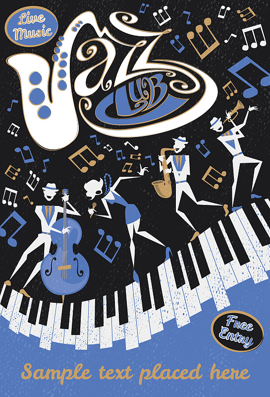 爵士乐,海报,抽象,布鲁斯音乐,卡拉ok,萨克斯,小号,性能组,歌手,管乐器