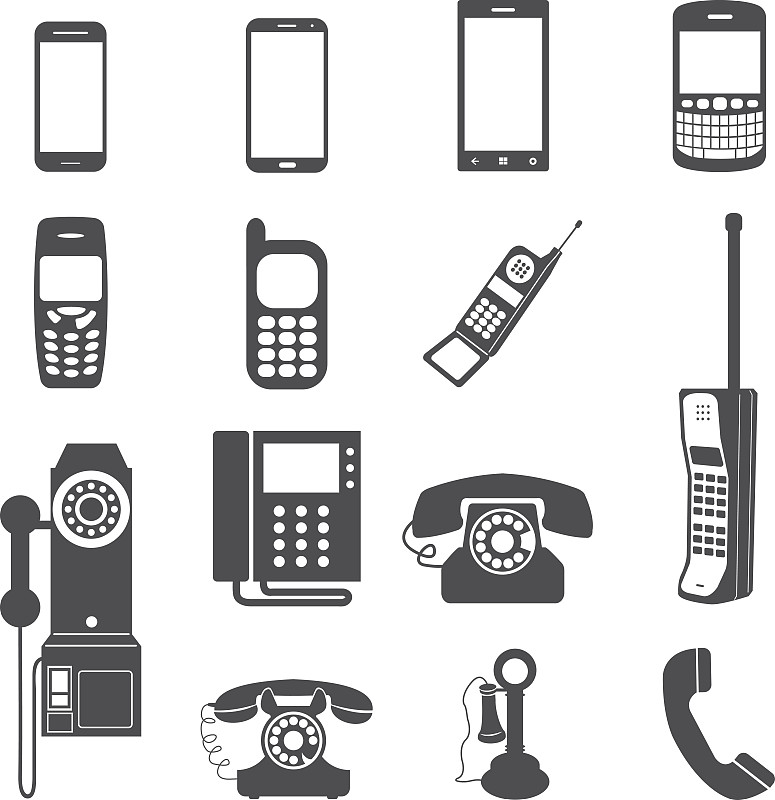 电话机,图标集,手机,古老的,便携式信息设备,垂直画幅,无人,绘画插图,符号,古典式