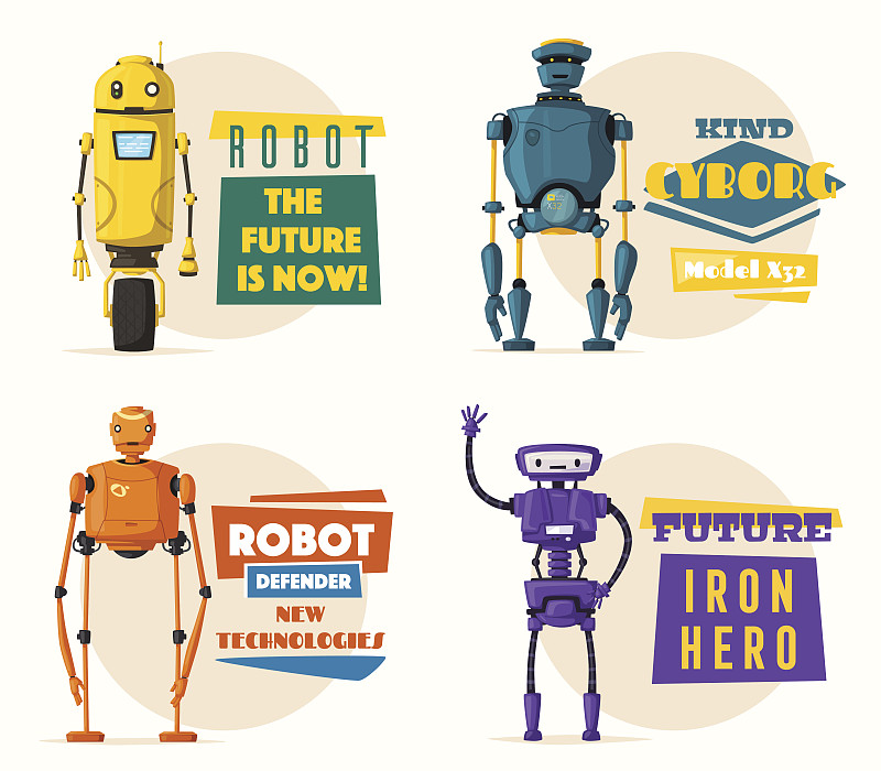 自动的,卡通,未来,绘画插图,性格,技术,矢量,史前人类,机器人手术,机械手臂