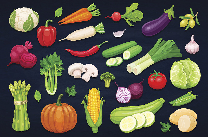 蔬菜,矢量,漫画,计算机图标,白萝卜,胡瓜,胡荽籽,萝卜,西红柿,辣椒