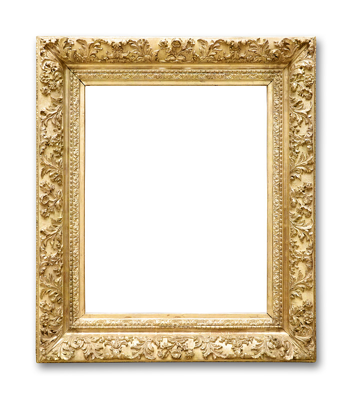 边框,黄金,背景分离,分离着色,白色背景,镀金的,新艺术主义,相框,镜子,金色