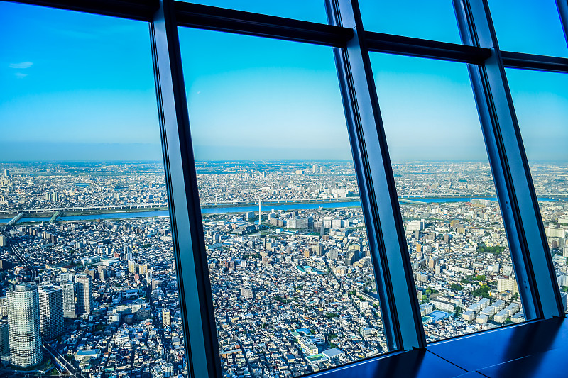 东京,城市,航拍视角,塔,天空树,顶部,东京天空树,天空,地名,水平画幅