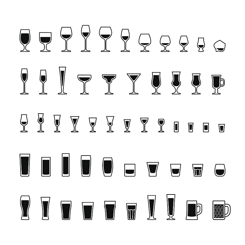 玻璃杯,饮料,计算机图标,黑白图片,威士忌酒杯,白兰地酒杯,苦艾酒,龙舌兰小酌,小酒杯,品脱酒杯