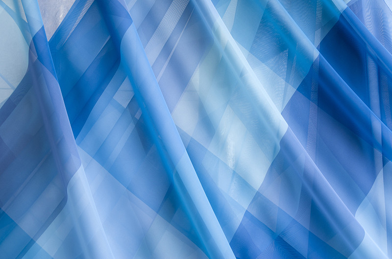 窗帘,蓝色,透明,瘦弱,封印,玻璃纱,薄纱网,纱布,薄绸,面纱