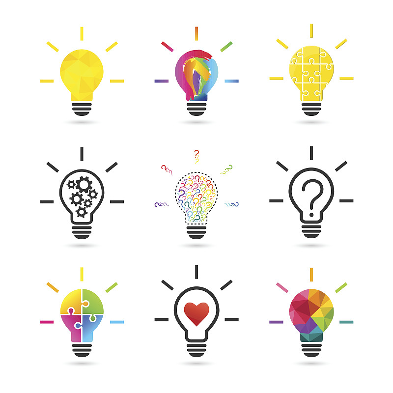 电灯泡,概念,问号,想法,灵感,匈牙利,低多边形效果,,设计元素,多样,创造力