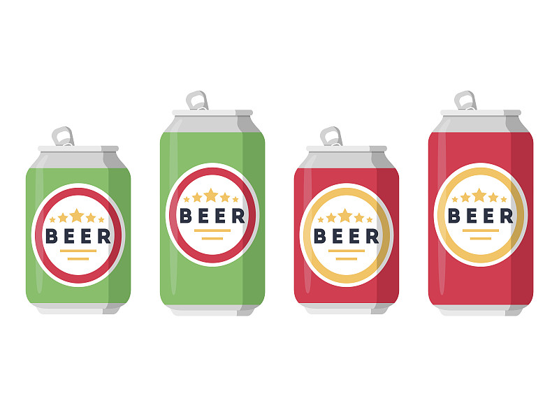 罐子,啤酒,分离着色,白色背景,扁平化设计,与众不同,锡,口渴的,拉格啤酒,碳酸饮料