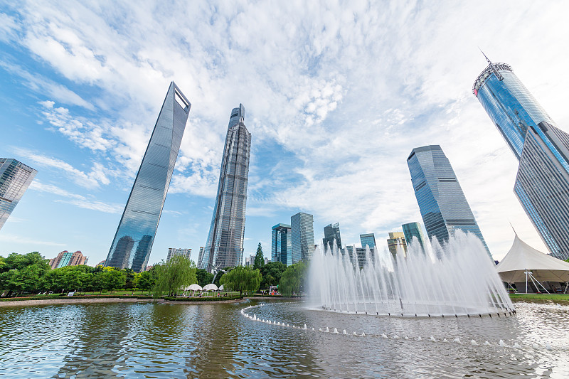 陆家嘴,上海,格林公园,中心,金茂大厦,上海中心大厦,上海环球金融中心,浦东,公园,水平画幅