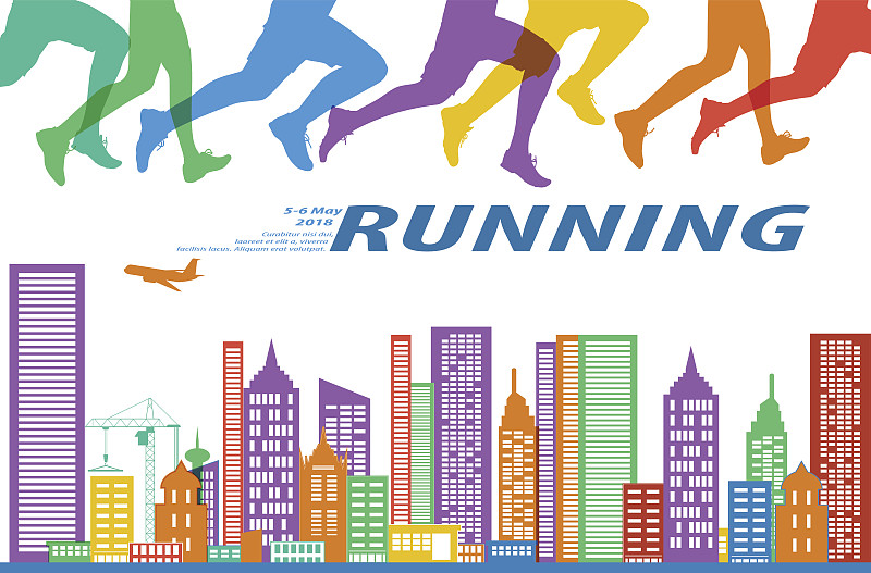 马拉松赛跑,多色的,绘画插图,人,立陶宛共和国,腿,运动员,迅速,慢跑,水平画幅