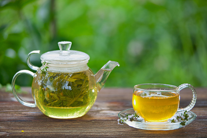 绿茶,杯,自然美,花茶,白茶,樟脑草,玻璃砖,墨角兰,浸泡油,中国茶