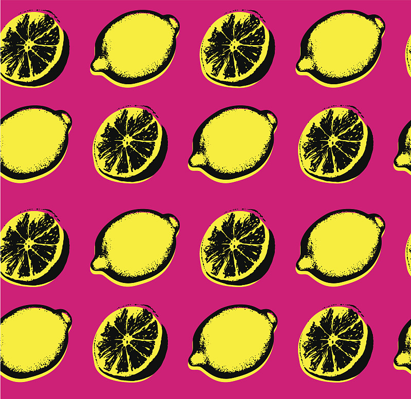 四方连续纹样,柠檬,动物手,波普风,柠檬水,菠萝,浆,粉色,水平画幅,纺织品