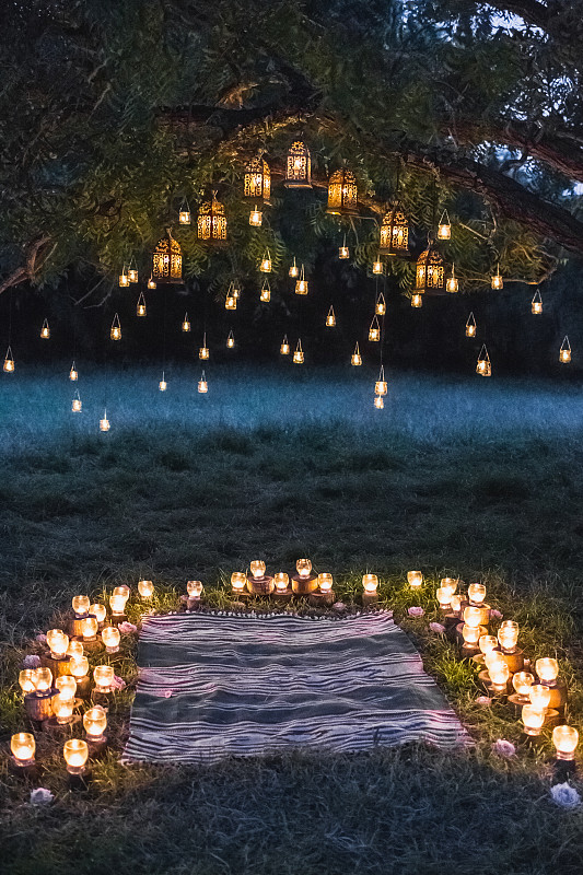 蜡烛,结婚庆典,夜晚,大群动物,红杉,典礼,灯笼,拱门,眨眼,结婚宴会