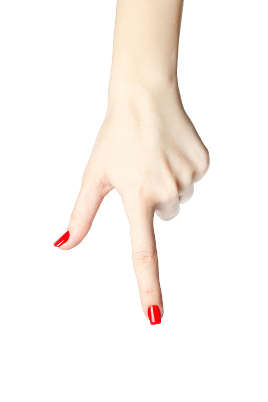 食指,指甲,女人,手,特写,白色背景,红色,安全护栏,漆的,美容用具