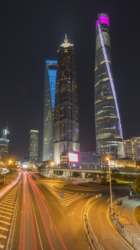金融区,陆家嘴,金茂大厦,上海中心大厦,上海环球金融中心,东方明珠塔,上海,浦东,城市扩张,光轨