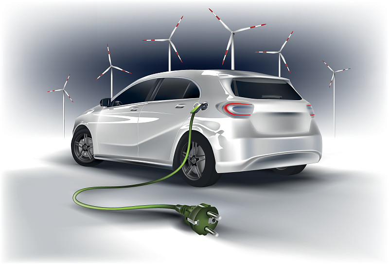电车,网线插头,风轮机,电缆,连接插座,电动汽车,替代燃料汽车,替代能源,可再生能源,未来