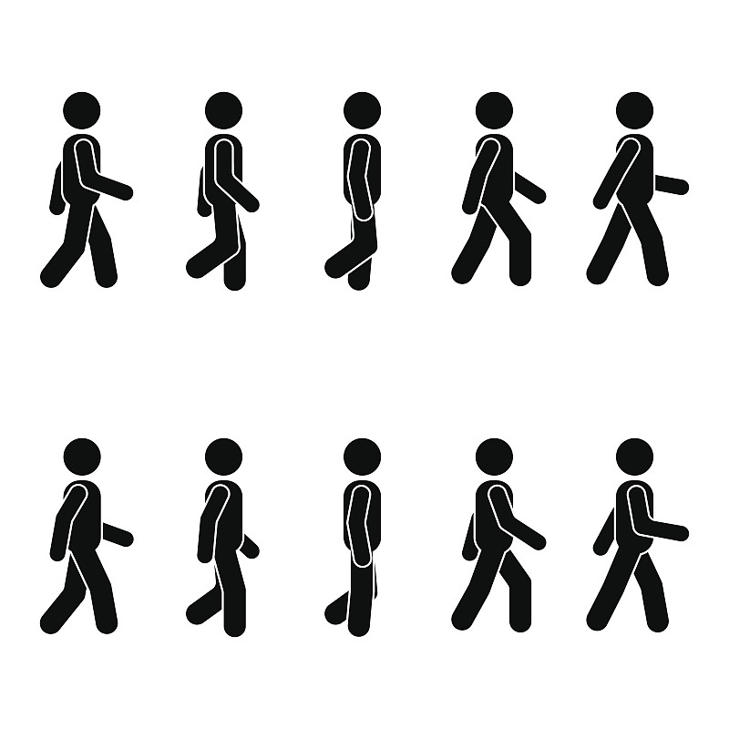 简笔人物画,姿态,白色,图标,矢量,位置,男人,人,标志,步行