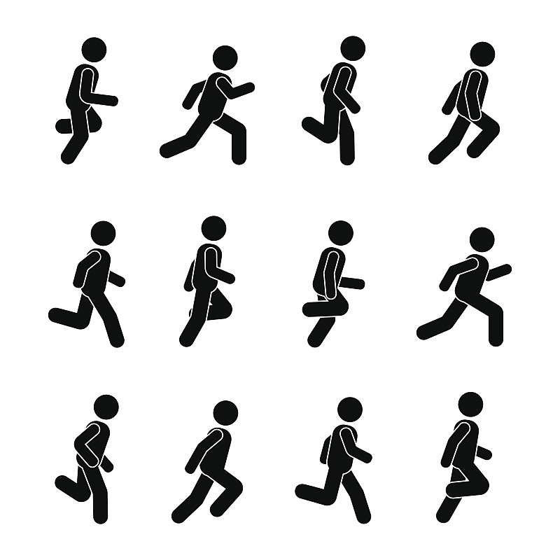 简笔人物画,姿态,绘画插图,白色,矢量,位置,男人,图标,人,一个人
