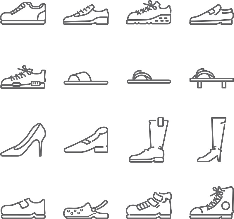 凉鞋,鞋子,运动鞋,符号,接力赛,图标集,大于号,线条,拖鞋,靴子