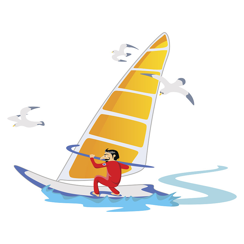 帆板运动,极限运动,水,绘画插图,夏天,海滩,矢量,海洋,生活方式,设计元素