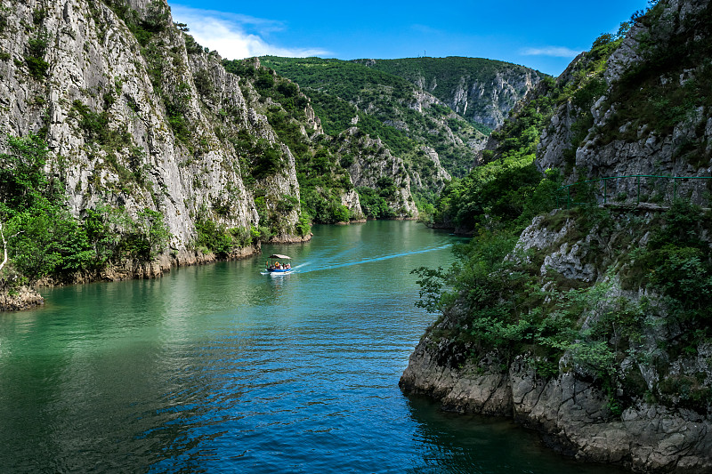 峡谷,摩托艇,斯科普里,北马其顿共和国,马其顿地区,乘船游,水,美,水平画幅,无人