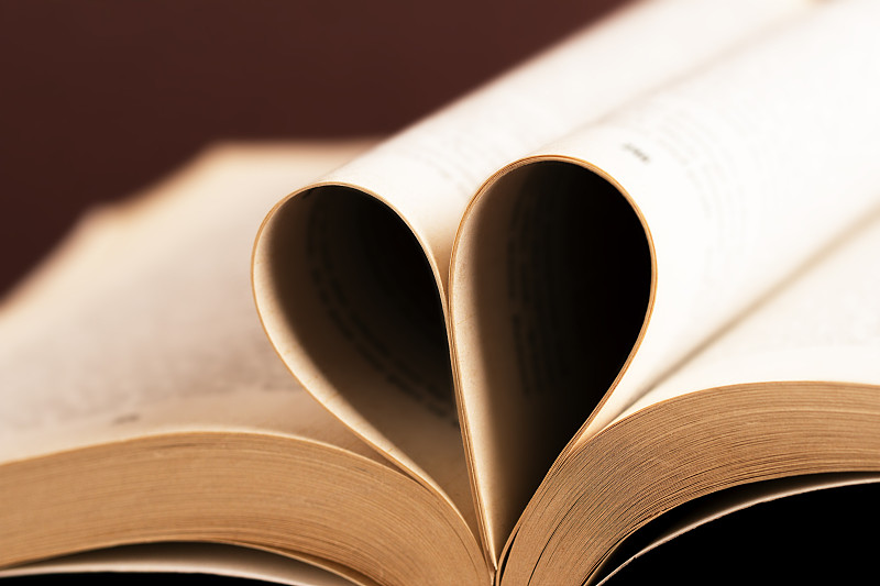 书页,书,浪漫,心型,书签,营业标志,诗,人类心脏,文学