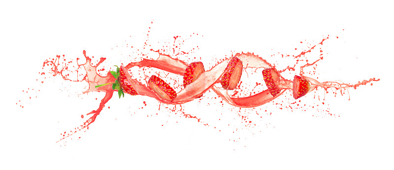 果汁,草莓,熟的,波浪,切片食物,美,水平画幅,无人,湿,夏天