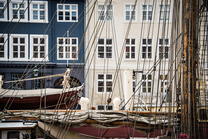 哥本哈根,有帆船,水平画幅,无人,传统,运河,砖墙,旅行者,户外,渔船