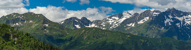 高加索山脉,山脉,雪山,自然,水平画幅,云,地形,雪,无人,全景