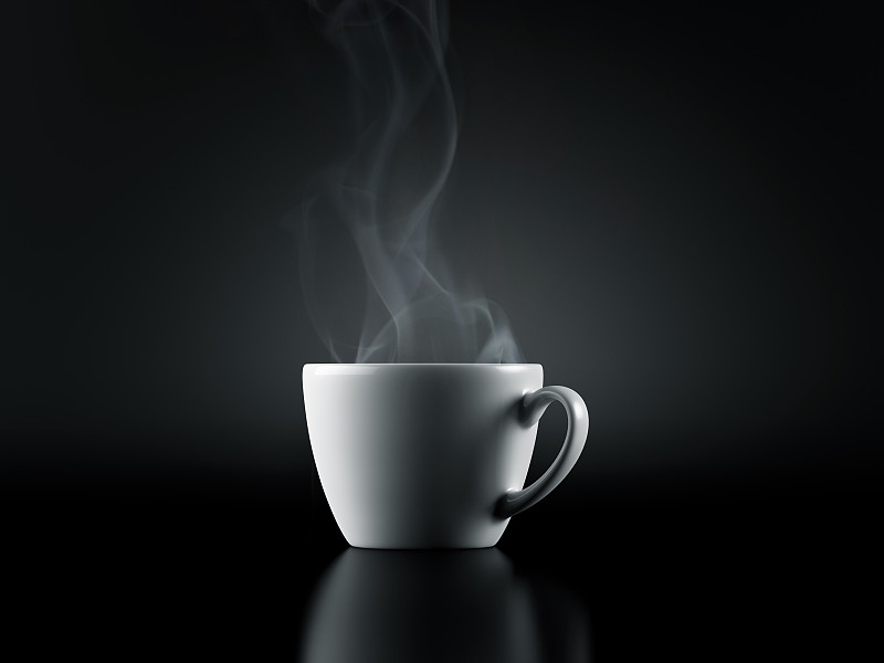 咖啡杯,分离着色,白色,留白,水平画幅,无人,饮料,光,工作室,黑色背景