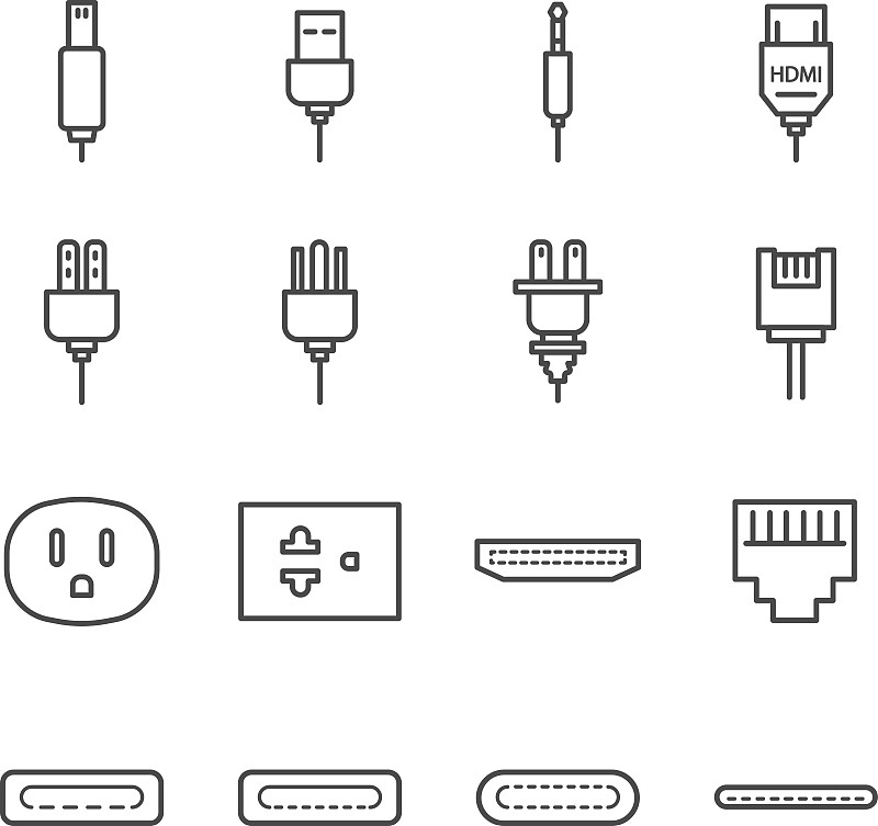 电插头,网线插头,usb线,计算机图标,接力赛,图标集,大于号,线条,连接插头,容器