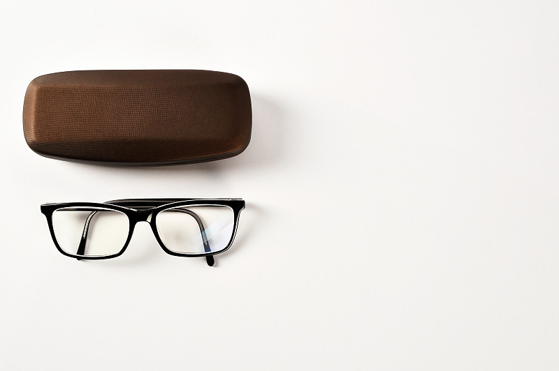 眼镜,眼镜盒,个人随身用品,空白的,留白,新的,边框,水平画幅,无人,正上方视角