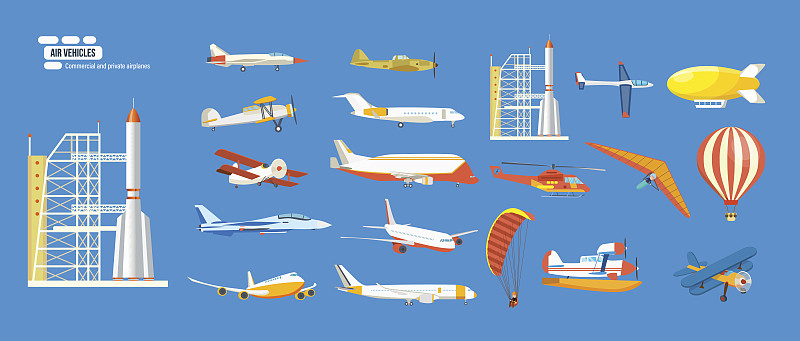 气球,双翼飞机,导弹,飞艇,飞行器,高崖跳伞,直升机,正面视角,飞行员,天空