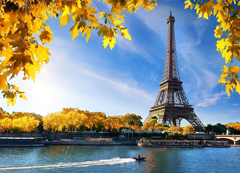 秋天,埃菲尔铁塔,塞纳河,天空,建筑材料,滨水,都市风景,国际著名景点,黎明,著名景点