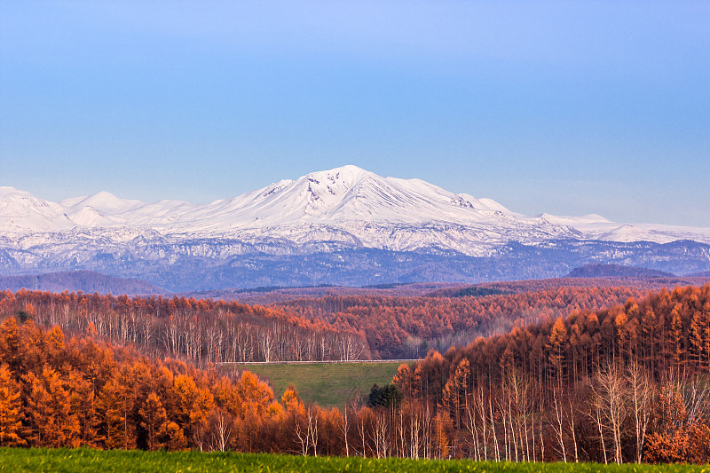 秋天,美瑛町,北海道,大雪山,天空,度假胜地,水平画幅,云,山,雪