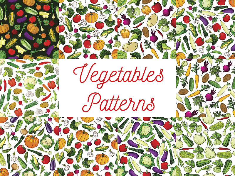 素食,蔬菜,式样,背景,胡萝卜,水平画幅,绘画插图,南瓜,膳食,四方连续纹样