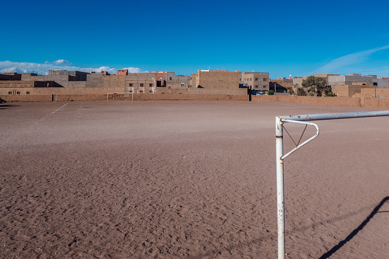 空的,摩洛哥,城市,足球场,平衡折角灯,球,水平画幅,沙子,进行中,泥土