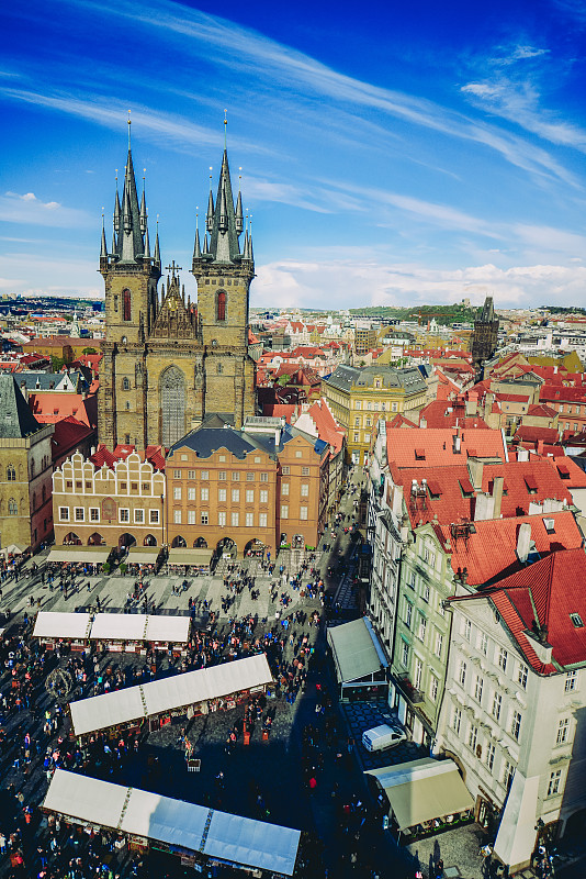 都市风景,布拉格旧城广场,布拉格,复活节,市场,垂直画幅,纪念碑,天空,古老的