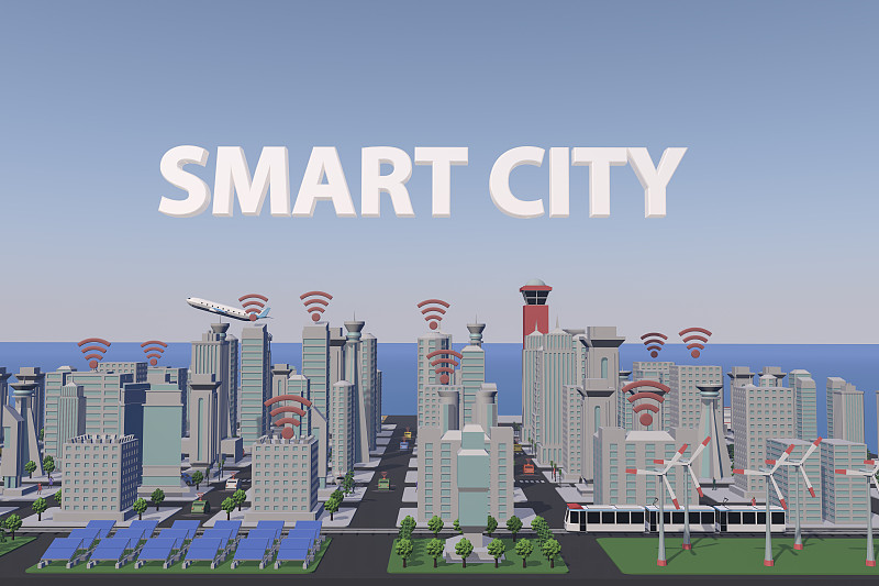 智慧城市,太阳能电池板,未来,水平画幅,智慧,陆用车,交通,交通信号灯操纵台,无人驾驶汽车,计算机制图