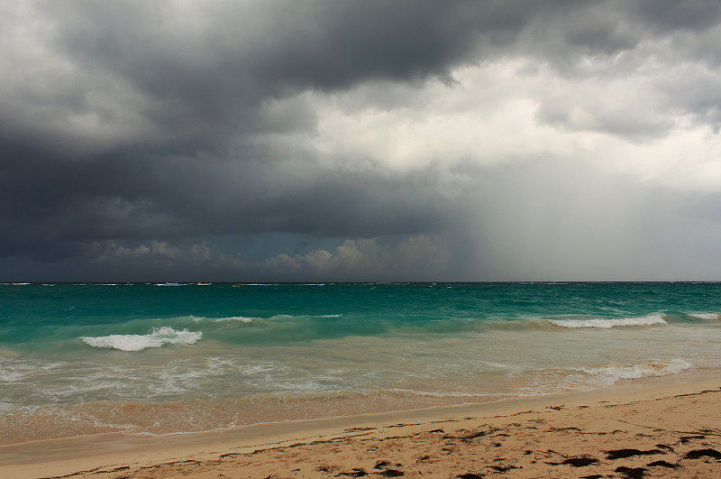 云,大西洋,雨,海滩,多云,海洋,波浪,暗色,热带风暴,加勒比海