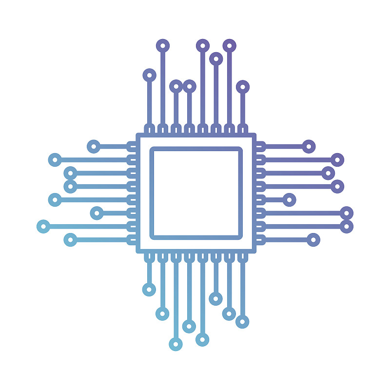 电脑芯片,蓝色,紫色,计算机图标,色彩渐变,能源,智慧,无人,绘画插图,科学