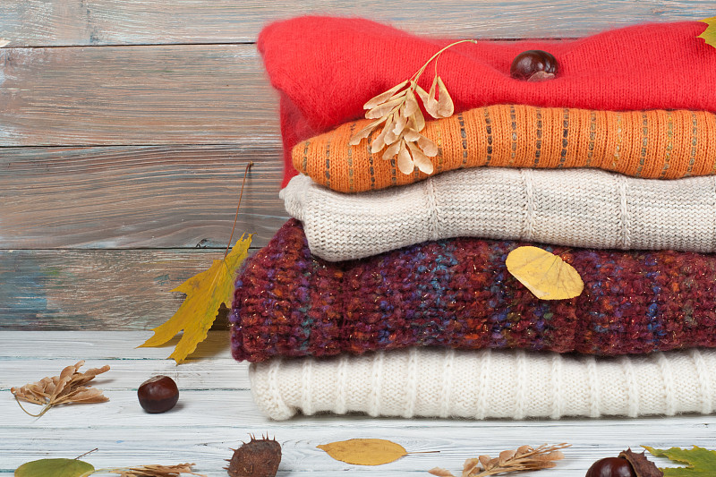 冬天,秋天,衣服,叶子,羊毛,背景,留白,木制,红松,叠