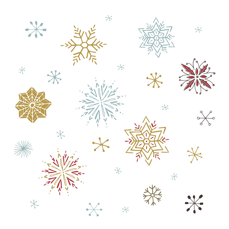 雪花,矢量,绘画插图,新的,雪,卡通,斯堪的纳维亚人,十二月,冬天,传统服装