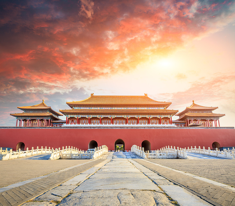 宫殿,北京,远古的,故宫,禁止的,传统,宏伟,大门,世界遗产,屋顶