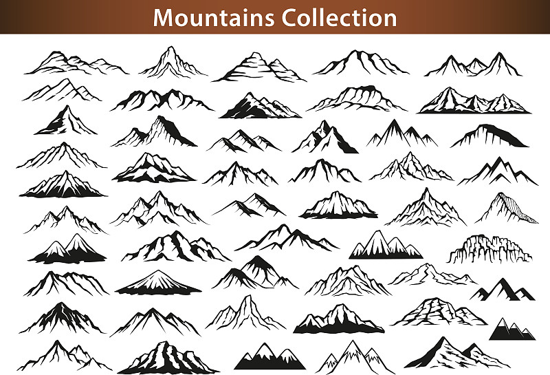 山脉,反差,洛矶山脉,水平画幅,山,无人,绘画插图,符号,标签,计算机制图