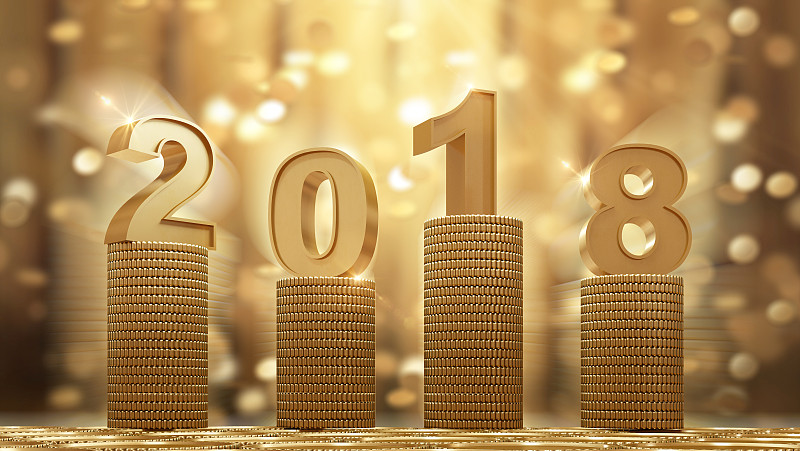 2018,黄金,百宝箱,银行帐户,新年前夕,储蓄,新年卡,丰富,周年纪念,运气