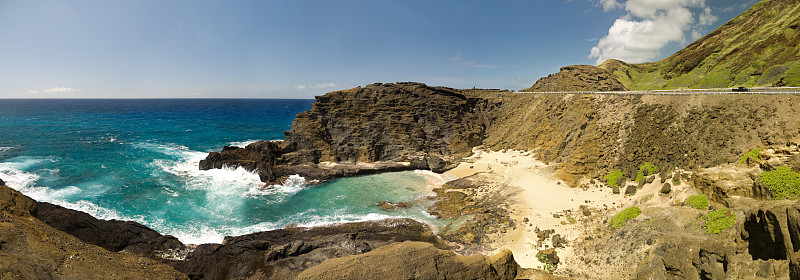 全景,海岸线,摩洛卡伊岛,拉奈岛,卡拉劳观景台,夏威夷大岛,檀香山,夏威夷,瓦胡岛,岩石海岸线