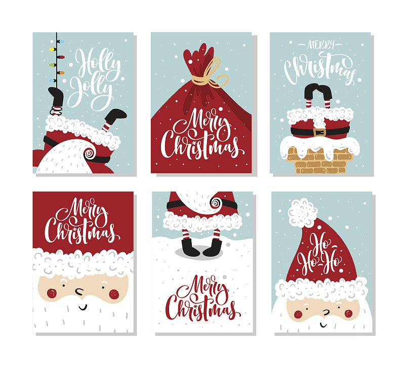 贺卡,圣诞老人,矢量,可爱的,文字,新年前夕,圣诞帽,新的,边框