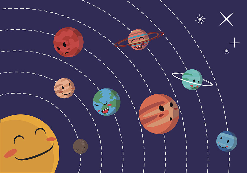太阳系,矢量,绘画插图,水平画幅,小行星,太空,太阳,概念,太阳能,彗星